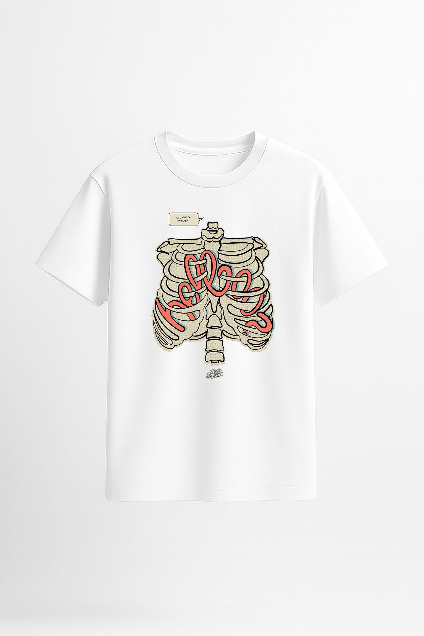 Oversized Tee - Hello Ribcage Empty Inside Design