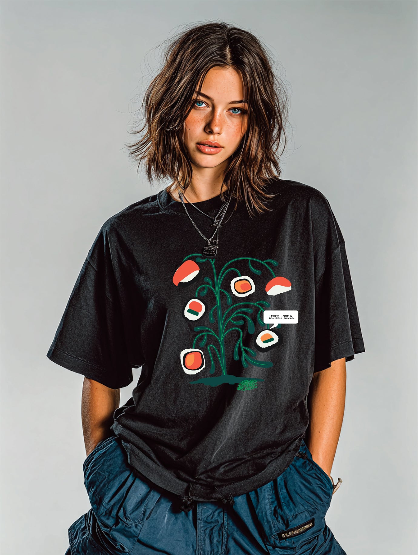 Oversized Tee — Sushi Tree